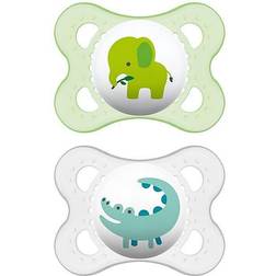 Mam Animals 0-6M 2-Pack Pacifiers In Yellow/grey Grey 2 Pack