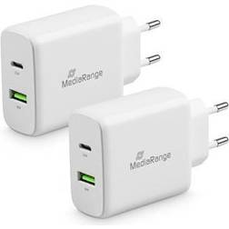 MediaRange 43W vægoplader med USB-A og USB-C, hvid