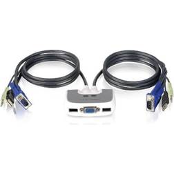 IOGEAR MiniView Micro USB PLUS KVM Switch with audio and cables 6 ft