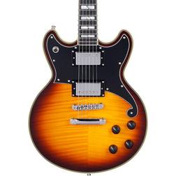 D'Angelico D'angelico Deluxe Series Brighton Solidbody Electric Guitar With Usa Seymour Duncan Humbuckers And Stopbar Tailpiece Vintage Sunburst