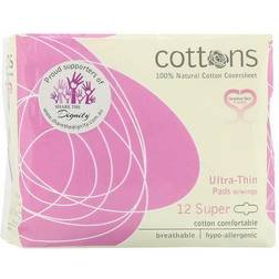 Pads with Wings 12-Individually Wrapped Unscented Certified Organic Super