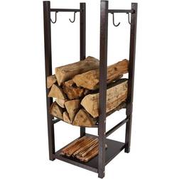 Sunnydaze Decor Firewood Log Rack with Tool Holders in Bronze