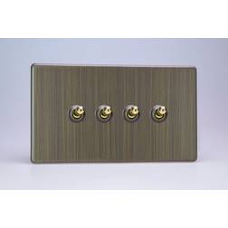 Varilight XDYT9S.AB Urban Screwless Antique Brass 4 Gang 10A 2 Way Toggle Light Switch