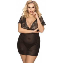 kurzarm Chemise aus Netzmaterial und Spitze