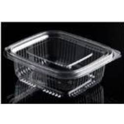 Plastbæger Catersource 250 ml. klar firkantet med hængslet låg RPET