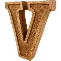 Geko Hand Carved Wooden Embossed Letter V