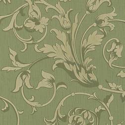 Profhome 956334-GU Fabric look wallpaper wall matt green 5.33 m2 (57 ft2)