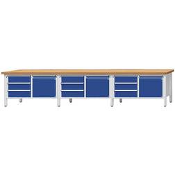 ANKE Workbench extra wide, frame construction, 3 doors, 9 drawers with partial extension, sheet steel covered worktop