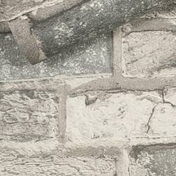 Ugepa Brick Effect Distressed Grey Charcoal Textured Vinyl Wallpaper 325446