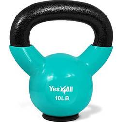 Yes4All EGXQ vinylbelagd kettlebell med skyddande gummibas, styrketräning kettlebells för tyngdlyftning, konditionering, styrka och kärnträning, mynta, 4,5 kg