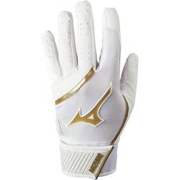 Mizuno MVP Adult Baseball Batting Gloves - White-Gold