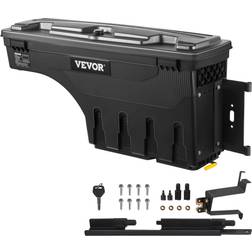 VEVOR Truck Bed Storage Box, Lockable Lid, Waterproof ABS Wheel Well Tool Box 6.6 Gal/20 L, Compatible with Chevrolet Silverado 1500 GMC Sierra 1500 2019-2021, Passenger Side, Black