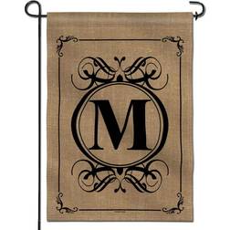 ANLEY 18 12.5 Classic Monogram Letter M Garden Flag, Double Sided Family Last Name Initial Yard