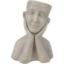 LuxenHome Speckled Off White MgO Happy Bust Head Planter