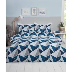 my home King Triangular Geometric Patterened Duvet Cover Grey, Blue