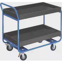 EUROKRAFTpro Table trolley, max. load 150 kg, 2 shelves with raised edges, pneumatic tyres