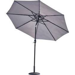 GlamHaus Light Grey GlamHaus Solar LED Tilting Garden Parasol 2.7M