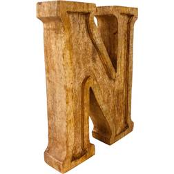 Geko Hand Carved Wooden Embossed Letter N