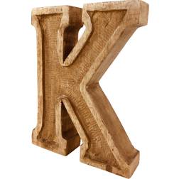 Geko Hand Carved Wooden Embossed Letter K