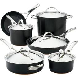 Anolon Nouvelle Copper Luxe Onyx Hard-Anodized Cookware Set with lid