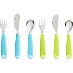 Munchkin Splash Toddler Fork, Knife and Spoon Set, 6 Pack, Blue/Green