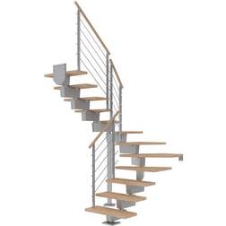 Dolle Portaat Dubai, U-malli, Design-kaide, öljytty pyökki, 15 askelmaa, 900mm, helmenharmaa