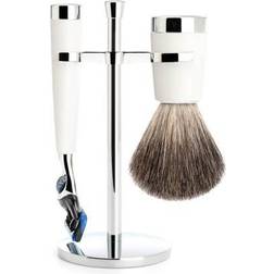 Mühle Liscio Set Razor Fusion Shaving Brush High-Grade Resin White Pure Badger