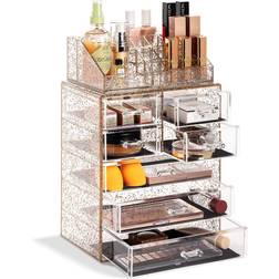 Sorbus Sorbus Glitter Cosmetic Makeup and Jewelry Storage Case Rose Gold