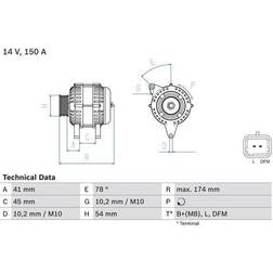 Bosch 0 986 083 890 Alternador 14V 150A Peugeot 4007