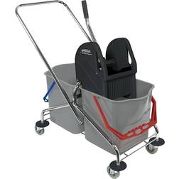 Wet mop trolley, 2 l double mobile buckets with