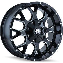 Mayhem Warrior 8015, 17x7.5 Wheel with 5x108 Bolt Pattern Milled Spokes