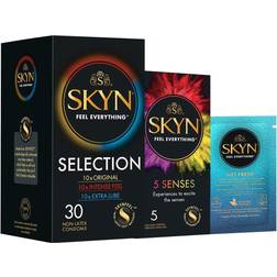 Skyn Selection Non Latex Condoms Pack of 30 Free 5 Pack of 5 Senses Condoms Free 2 Wipes