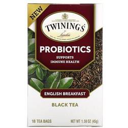 Twinings Probiotics + Black Tea, English Breakfast, 18 Tea Bags, 1.59