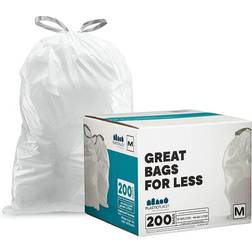 Plasticplace 21.5 30.75 in. 12 Gal./45 l White Drawstring Garbage Liners Simplehuman x Code M Compatible 200-Count