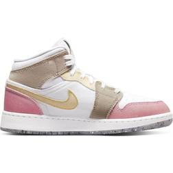 Nike Air Jordan 1 Mid SE GS - White/Vivid Green