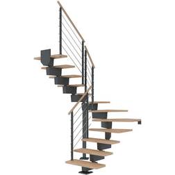 Dolle Portaat Dubai, U-malli, Design-kaide, öljytty pyökki, 16 askelmaa, 900mm, antrasiitti