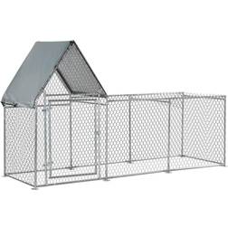 Pawhut Walk In Large 3M Galvanized Chicken Coop And Run W/ Cover