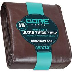 Core Tarps Extra Heavy Duty 16 Mil Tarp Brown/Black 16′ X 20′