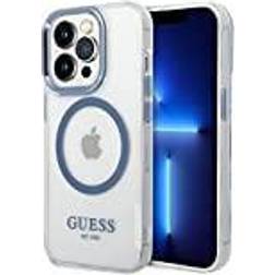 Guess GUHMP14LHTRMB iPhone 14 Pro 6,1 niebieski/blue hard case Metal Outline Magsafe