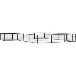 vidaXL 16-panels hundegård 100x50 pulverlakeret stål sort