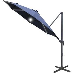 OutSunny 3m LED Cantilever Parasol w/ Base Solar Lights