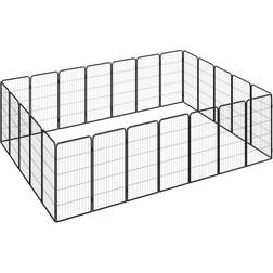 vidaXL Hondenkennel 24 Panelen 50 x 100 cm Gepoedercoat Staal Zwart