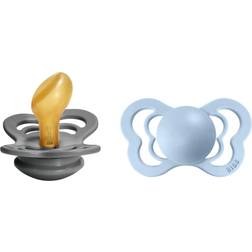 Bibs Couture 2-pack Latex Size 2 Iron/Baby Blue