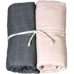 Mini Dreams Muslinfilt 2-pack Grå/rosa 70x70 cm