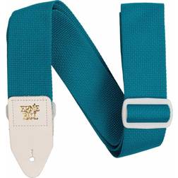 Ernie Ball Polypro White Leather Guitar Strap Teal