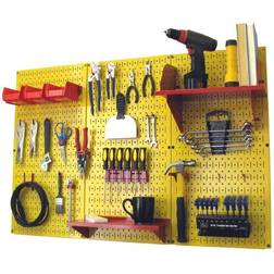 Wall Control Pegboard Standard Tool Storage Kit, Yellow/Red, 48" X 32" X 9"