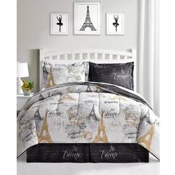 FairField Square Collection Paris Gold Bed Linen Gold, White, Black (218.4x167.6)