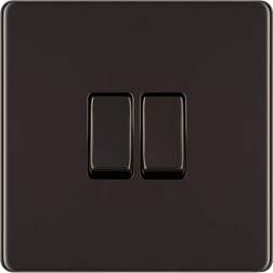 BG 10Ax Screwless Flat Plate Double Switch 2 Way Black Nickel