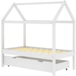 vidaXL Kids Bed Frame with a Drawer Solid Pine Wood 34.3x65.4"