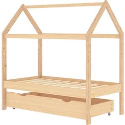 vidaXL Cot Frame with Drawer Solid Pine 30.3x57.5"